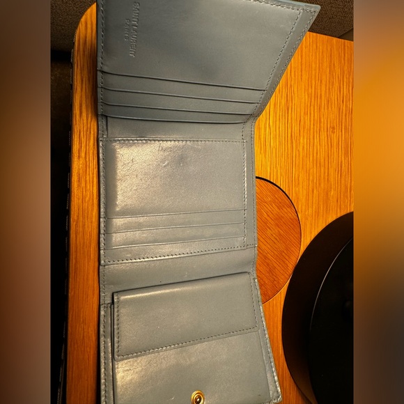 YSL Light Blue Tri Fold Wallet - Picture 5 of 8